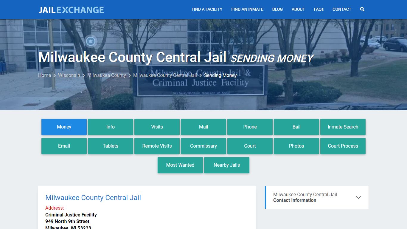Send Money to Inmate - Milwaukee County Central Jail, WI - Jail Exchange