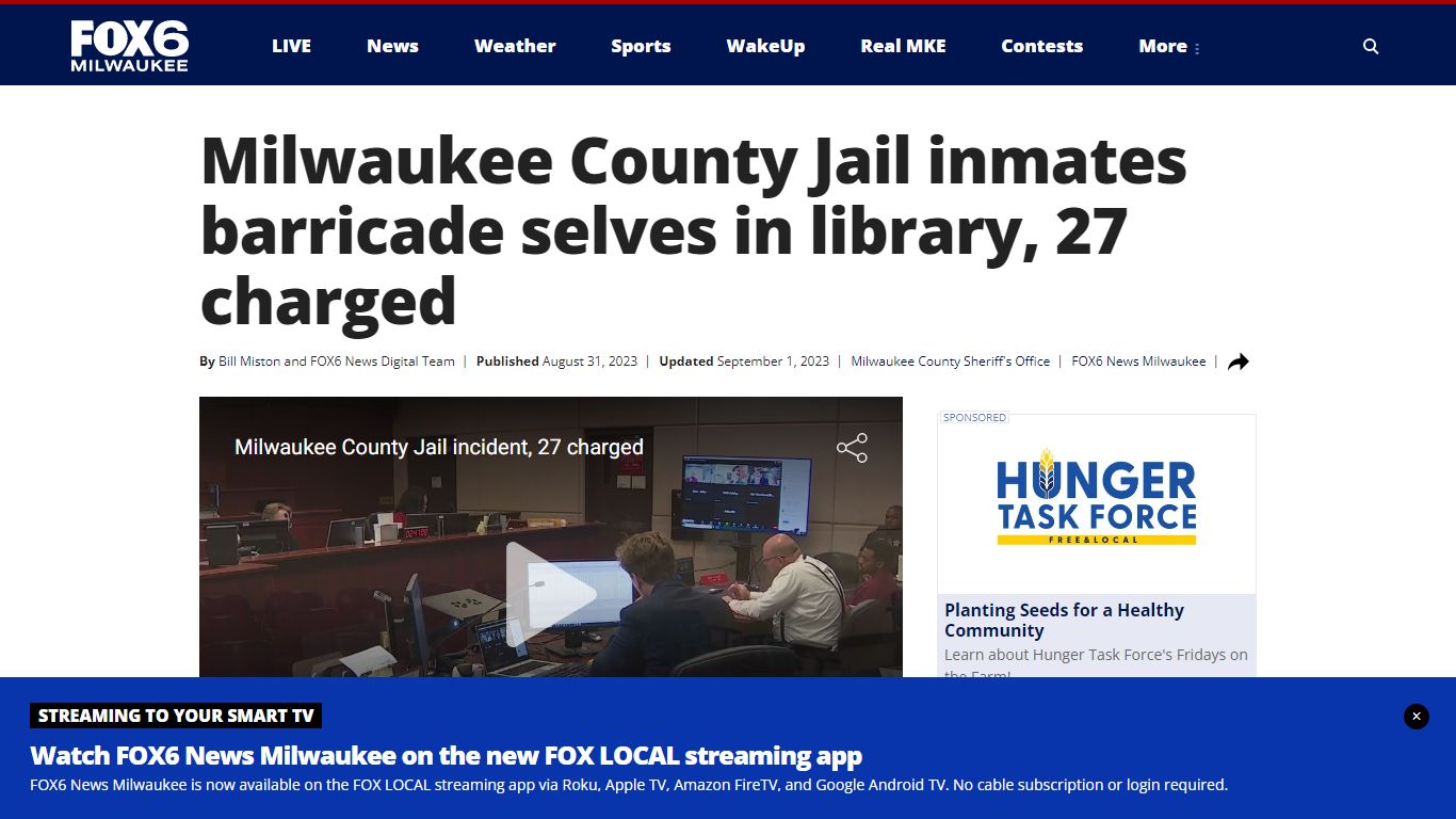 Milwaukee County Jail inmates barricade selves in library, 27 charged